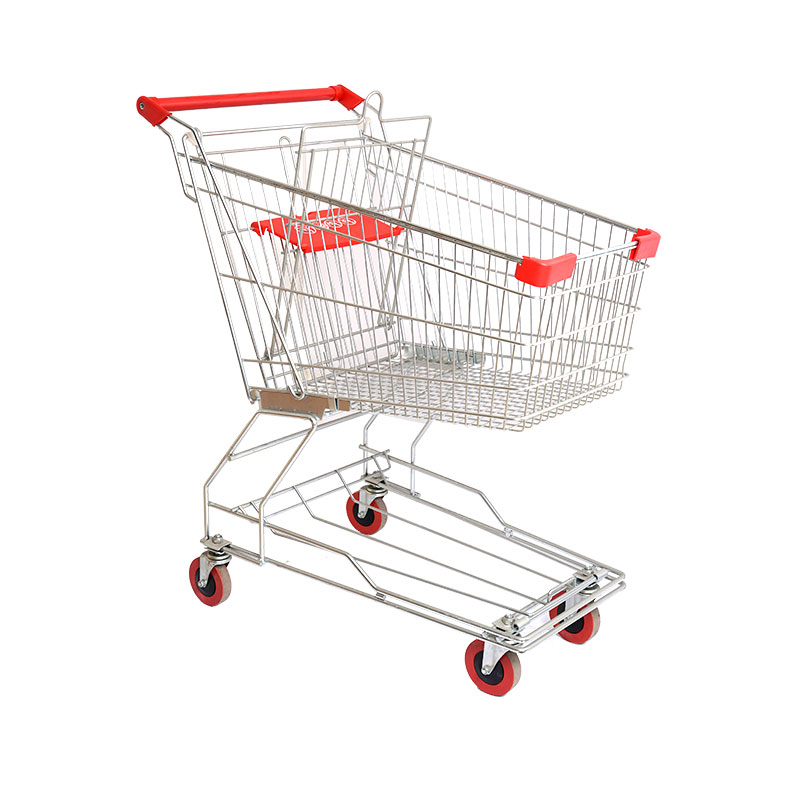 Chariot de magasinage pliant en métal à roues en PVC durable