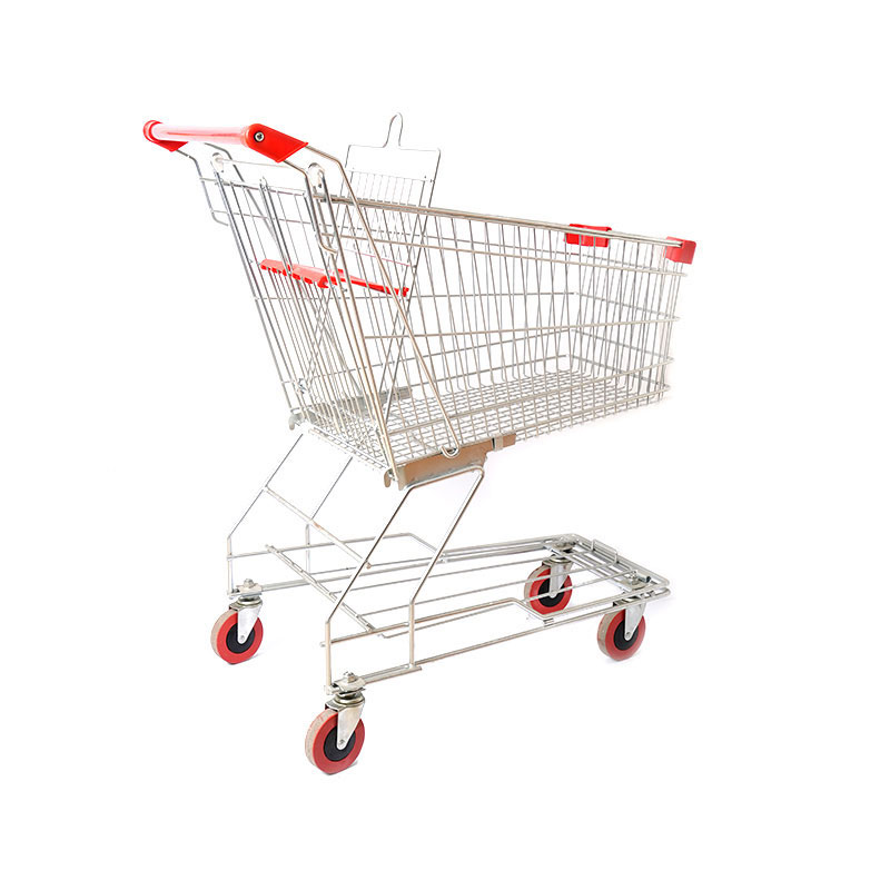Chariot de chariot de supermarché chromé portable